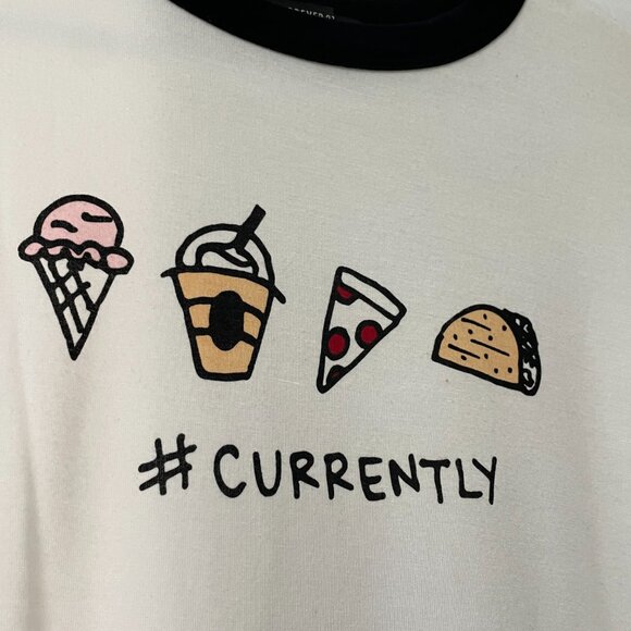 FOREVER 21 White "Foodie" T-shirt - Size M - Picture 3 of 4